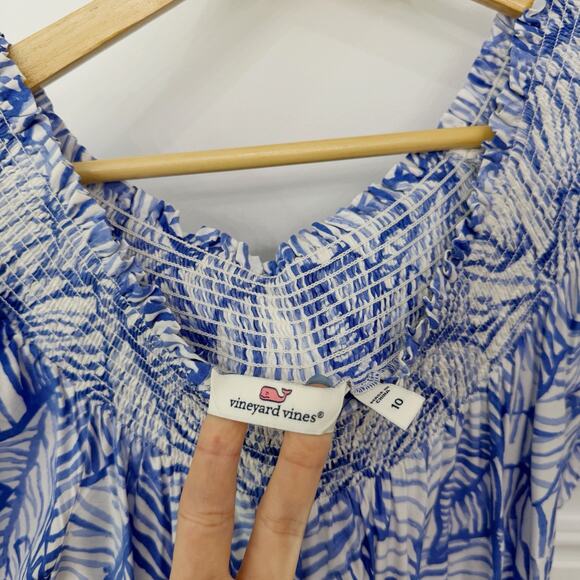 Women’s Vineyard Vines Blue Floral Maxi Dress Size Large L - Picture 4 of 7